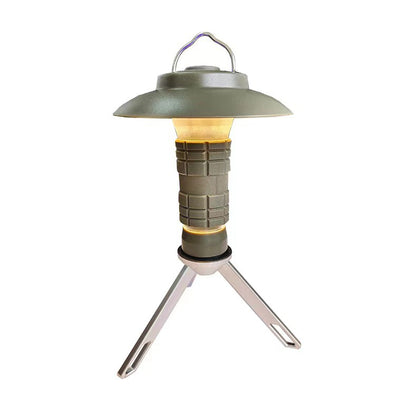 Portable Outdoor Camping Lantern with Tripod Stand, Soft Light Diffuser & USB-C Charging(green)