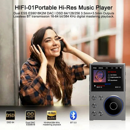 Portable Hi-Res Digital Audio Player - DSD, Dual DAC, Bluetooth 5.0, Expandable Storage(Grey 16GB + 16GB) - Image 2