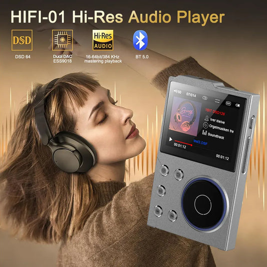 Portable Hi-Res Digital Audio Player - DSD, Dual DAC, Bluetooth 5.0, Expandable Storage(Grey 16GB + 16GB) - Image 3