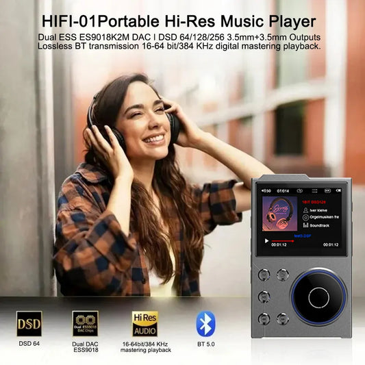 Portable Hi-Res Digital Audio Player - DSD, Dual DAC, Bluetooth 5.0, Expandable Storage(BLACK 16GB + 16GB) - Image 2