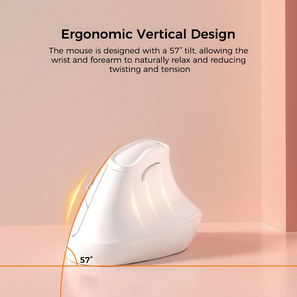 Ergonomic Vertical Mouse - Multi-Device Bluetooth5.0 & 2.4G Wireless, Adjustable DPI, Silent Click(pale pinkish gray) - Image 2