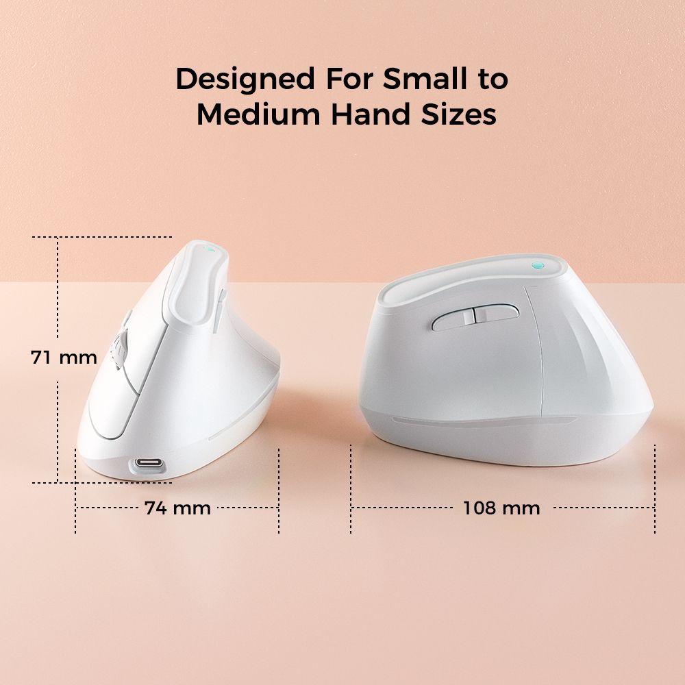 Ergonomic Vertical Mouse - Multi-Device Bluetooth5.0 & 2.4G Wireless, Adjustable DPI, Silent Click(pale pinkish gray) - Image 5