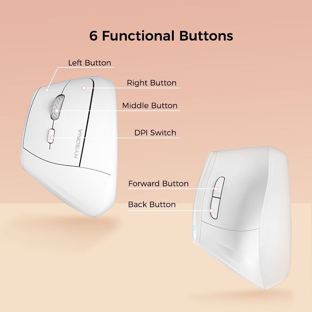 Ergonomic Vertical Mouse - Multi-Device Bluetooth5.0 & 2.4G Wireless, Adjustable DPI, Silent Click(green) - Image 6