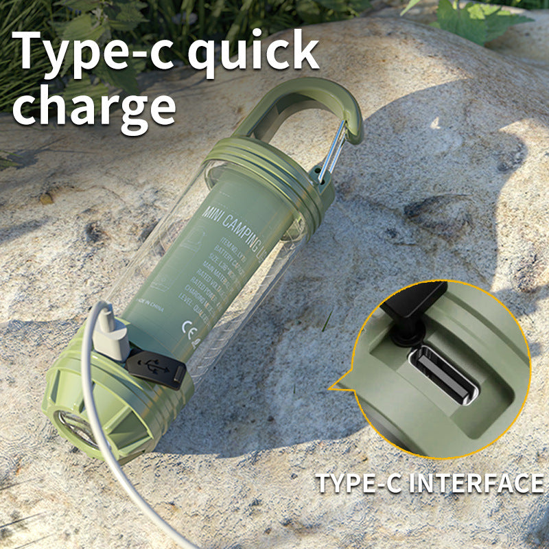 Tri-Color Portable Camping Lantern & Flashlight - Rechargeable, 360°Ambient Light & Hook Design(green) - Image 4