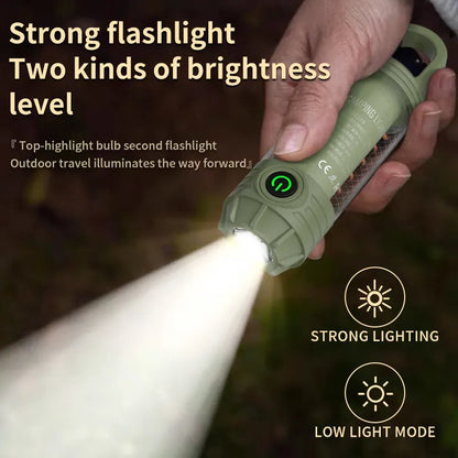 Tri-Color Portable Camping Lantern & Flashlight - Rechargeable, 360°Ambient Light & Hook Design(green) - Image 5