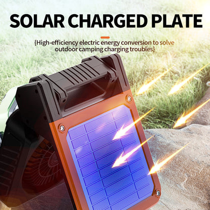 Solar & USB Rechargeable Camping Fan with LED Light - Portable Power Bank, 180°  Collapsible(green) - Image 3