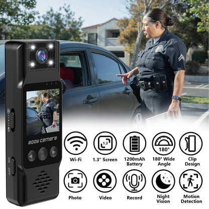 Mini Body Camera with 180 Rotatable Lens, Night Vision & Motion Detection - 1.3 Screen 1200mAh Battery(black)" - Image 2