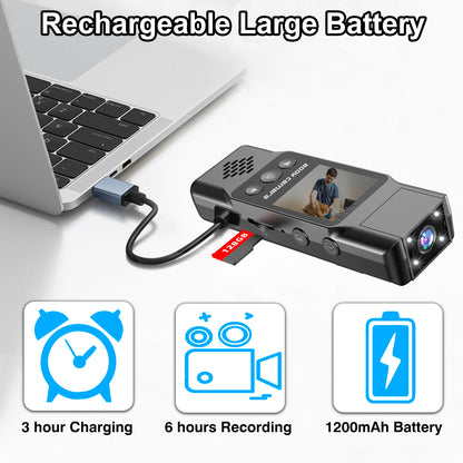 Mini Body Camera with 180 Rotatable Lens, Night Vision & Motion Detection - 1.3 Screen 1200mAh Battery(black)" - Image 4