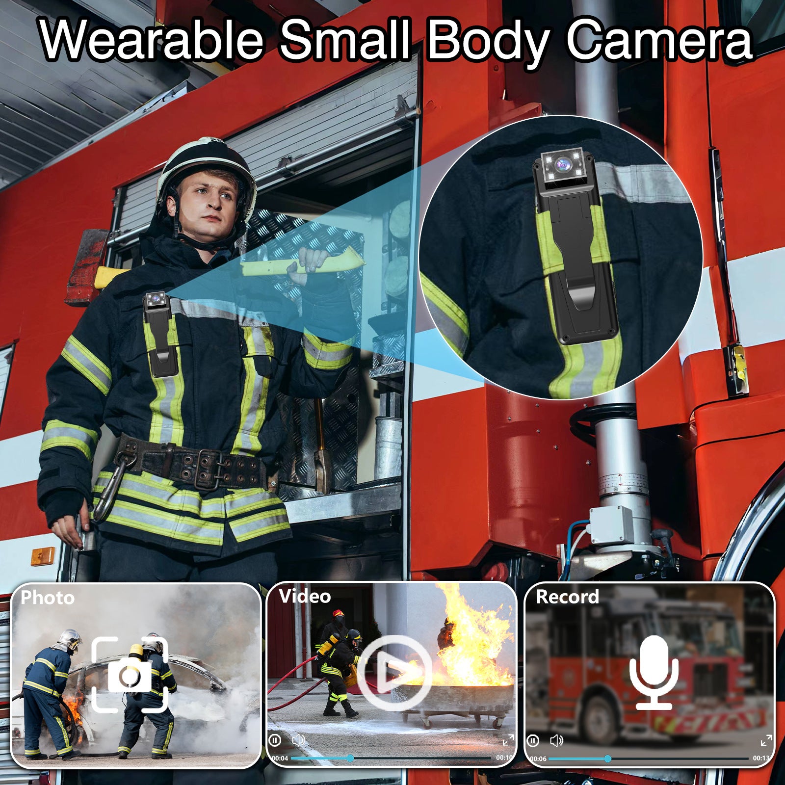 Mini Body Camera with 180 Rotatable Lens, Night Vision & Motion Detection - 1.3 Screen 1200mAh Battery(black)" - Image 5