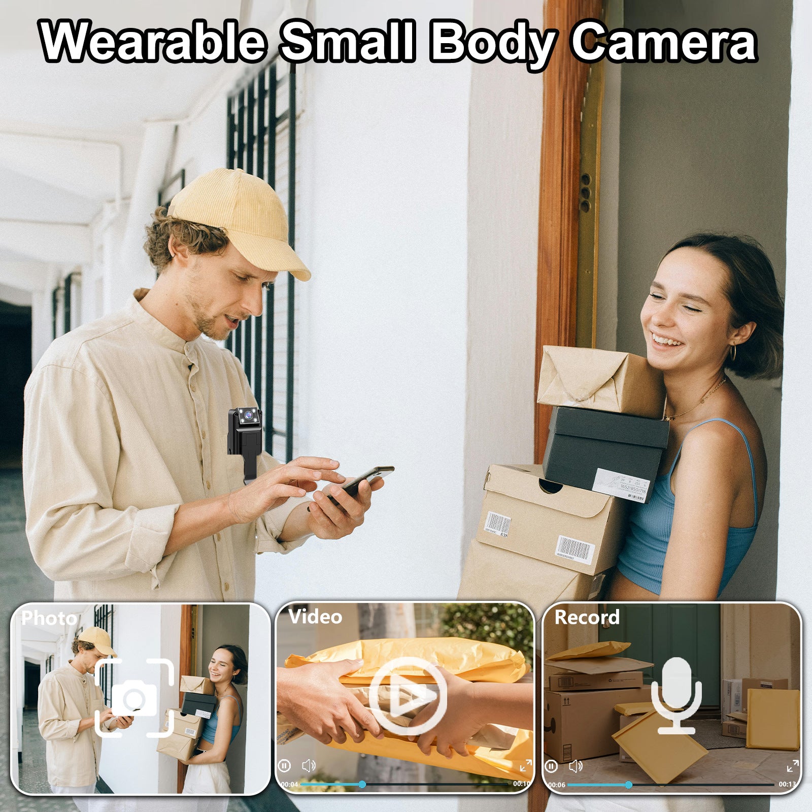 Mini Body Camera with 180 Rotatable Lens, Night Vision & Motion Detection - 1.3 Screen 1200mAh Battery(black)" - Image 6