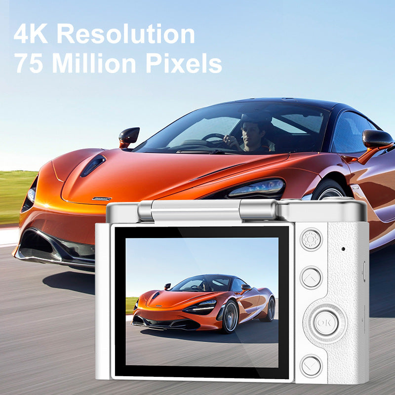 4K Ultra HD Digital Camera - 75MP, 2.8-inch Rotatable Screen, Auto Focus & Built-in Flash(white) - Image 4