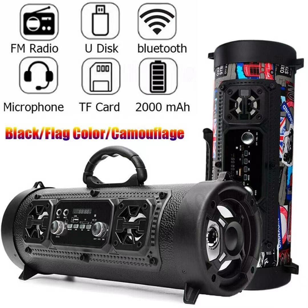 Portable Wireless Speaker - FM Radio, USB/TF Playback, AUX Input, Microphone Support & 2000mAh Battery(black) - Image 2