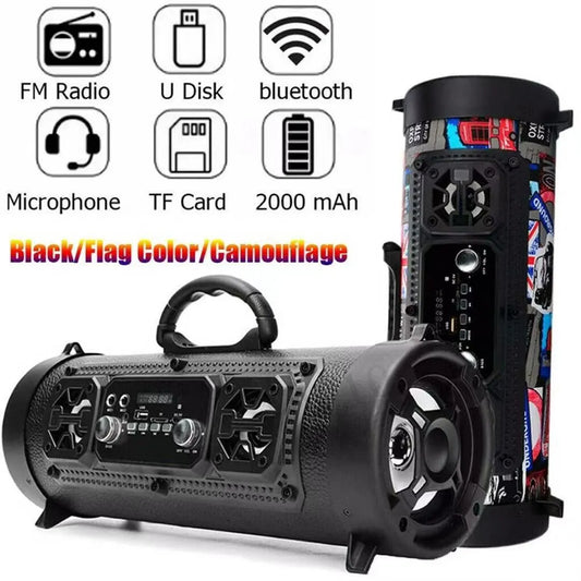 Portable Wireless Speaker - FM Radio, USB/TF Playback, AUX Input, Microphone Support & 2000mAh Battery(black) - Image 2