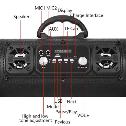 Portable Wireless Speaker - FM Radio, USB/TF Playback, AUX Input, Microphone Support & 2000mAh Battery(Camouflage) - Image 4