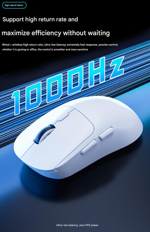 75g Ultra-Lightweight Tri-Mode Wireless Gaming Mouse - 1000Hz Polling Rate, 120-Hour Battery(white) - Image 3