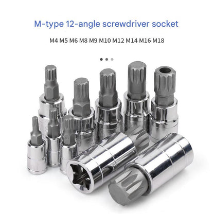10-Piece M-Type Spline Bit Socket Set - Chrome Steel, Polished & Quenched for Durability with Storage Case(blue) - Image 3