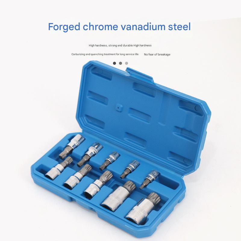 10-Piece M-Type Spline Bit Socket Set - Chrome Steel, Polished & Quenched for Durability with Storage Case(blue) - Image 4