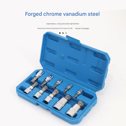 10-Piece M-Type Spline Bit Socket Set - Chrome Steel, Polished & Quenched for Durability with Storage Case(blue) - Image 4