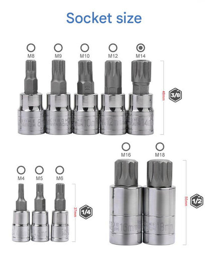 10-Piece M-Type Spline Bit Socket Set - Chrome Steel, Polished & Quenched for Durability with Storage Case(blue) - Image 5