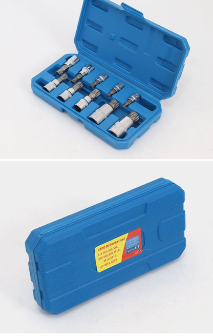 10-Piece M-Type Spline Bit Socket Set - Chrome Steel, Polished & Quenched for Durability with Storage Case(blue) - Image 6