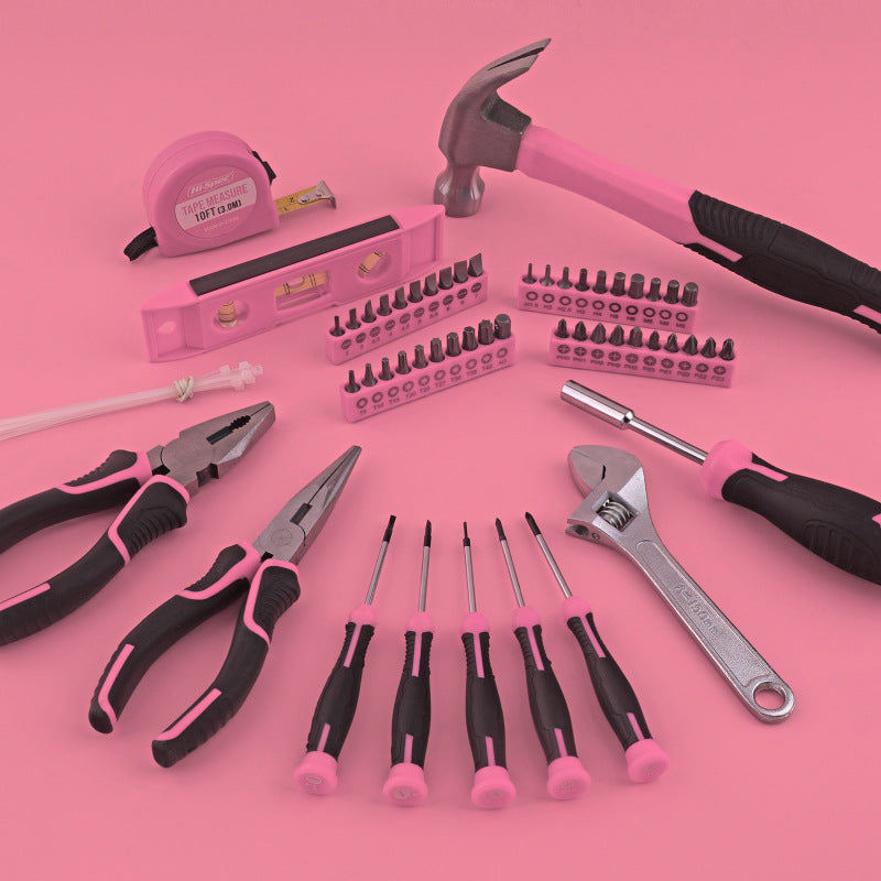 63-Piece Essential Home Repair Tool Kit with Portable Zipper Case(pink) - Image 4