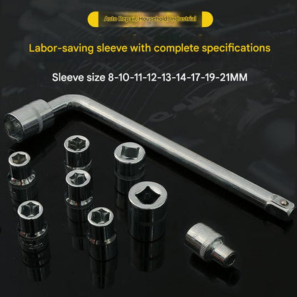 Two 10-piece L-shaped socket wrench sets - 1/2" drive chrome vanadium steel with metric sockets and housings(gray) - Image 2