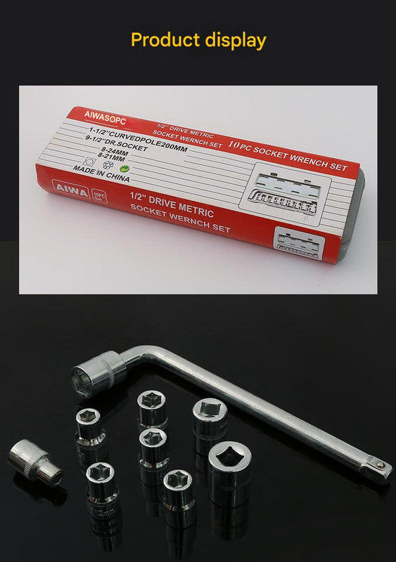 Two 10-piece L-shaped socket wrench sets - 1/2" drive chrome vanadium steel with metric sockets and housings(gray) - Image 4