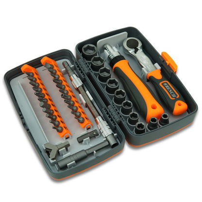 38-Piece Ratchet Screwdriver & Socket Wrench Set - Professional Multi-Bit Repair Tool Kit with Portable Case(orange) - Image 3