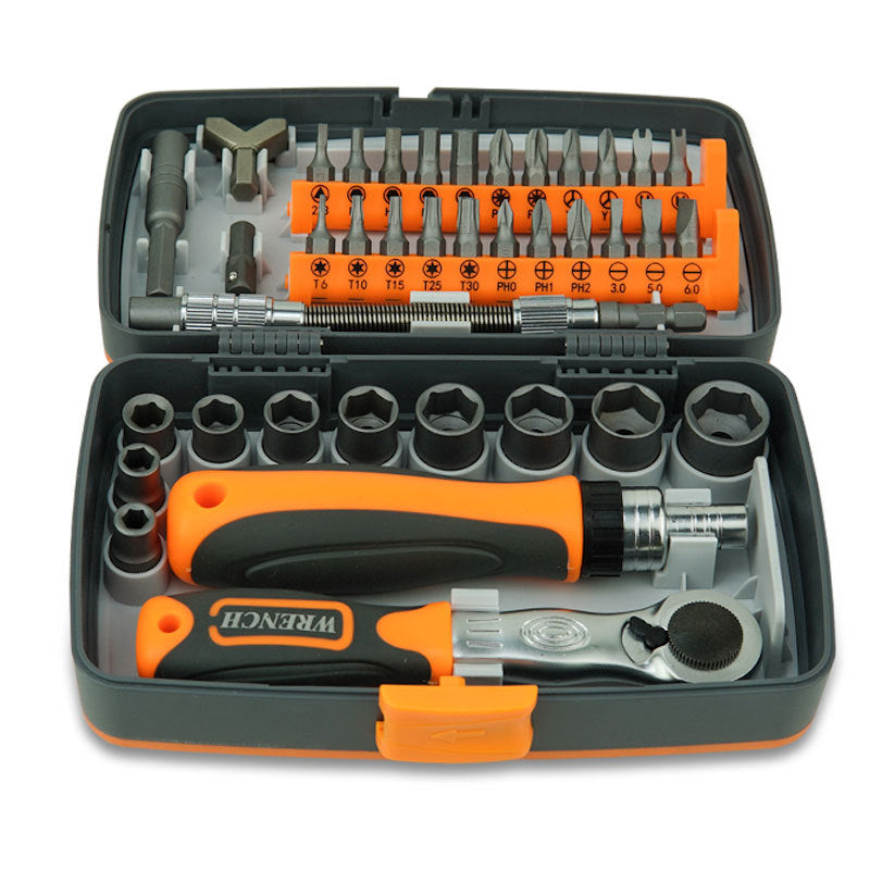 38-Piece Ratchet Screwdriver & Socket Wrench Set - Professional Multi-Bit Repair Tool Kit with Portable Case(orange) - Image 4