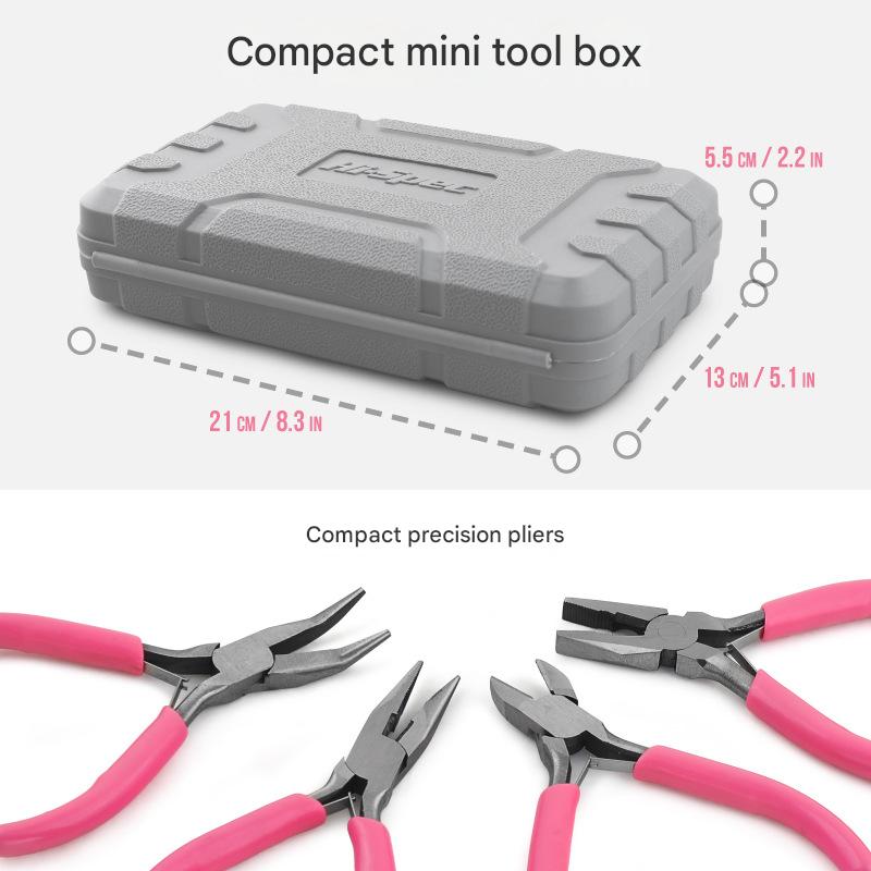 11-Piece Precision Craft & Jewelry Making Tool Kit with Portable Case - Pliers, Screwdrivers & Tweezers for DIY Projects(green) - Image 3