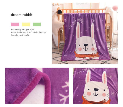 Ultra-Soft Kids Plush Fleece Blanket - Cozy Cartoon Animal Throw for All Seasons (Rabbit) - Image 6