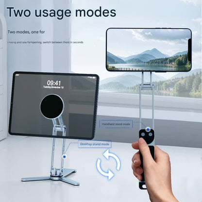 2-in-1 Magnetic Folding Stand for Phones & Tablets - Adjustable Aluminum Desktop & Handheld Holder(silver) - Image 2
