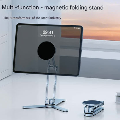 2-in-1 Magnetic Folding Stand for Phones & Tablets - Adjustable Aluminum Desktop & Handheld Holder(silver) - Image 4