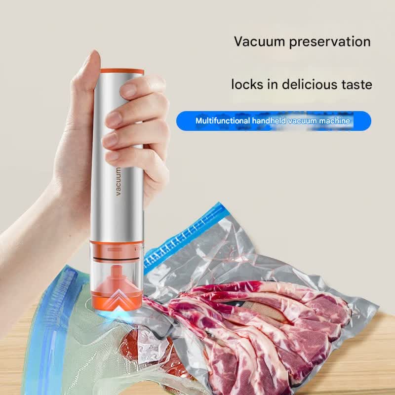 Multi-Function Handheld Electric Vacuum Sealer & Inflator Kit - For Food Bags, Jars, Wine & Balls(Gray Orange) - Image 3