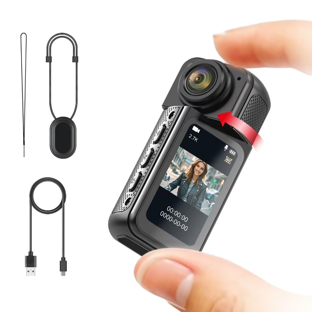 Thumb-Sized 2.7K Camera with 180 Rotatable Lens & Magnet Mount - Capture Your World Hands-Free(black+32G) - Image 2