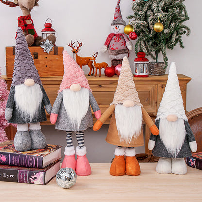 Retractable Leg Christmas Gnome Plush - Adjustable Standing Holiday Decoration(Grey) - Image 4