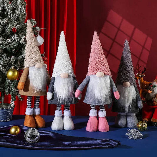 Retractable Leg Christmas Gnome Plush - Adjustable Standing Holiday Decoration(brown) - Image 2