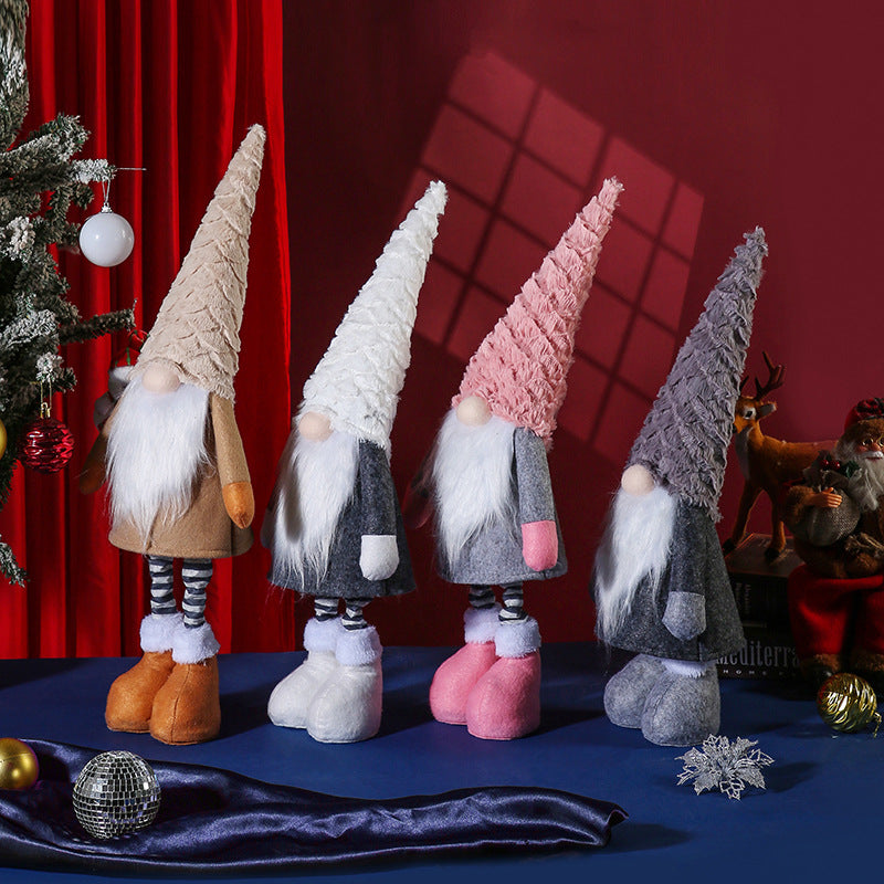 Retractable Leg Christmas Gnome Plush - Adjustable Standing Holiday Decoration(white) - Image 3