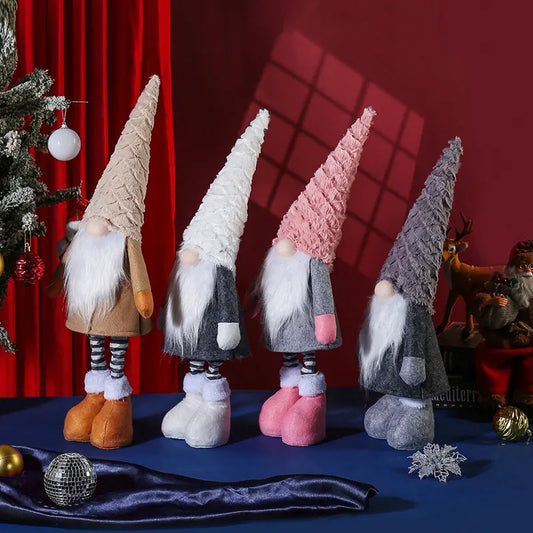 Retractable Leg Christmas Gnome Plush - Adjustable Standing Holiday Decoration(white) - Image 3