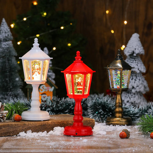 Festive LED Christmas Snow Globe Lantern - Glittering Tabletop Decoration with Santa/Snowman Scene, Dual Power(Bronze) - Image 3