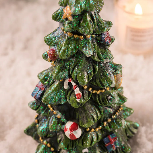 Miniature Decorated Christmas Tree Tabletop Ornament - Holiday Village Display Decoration(green) - Image 2