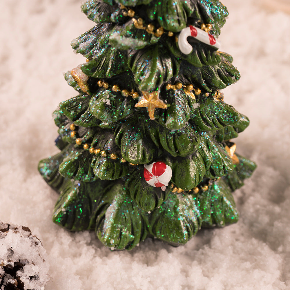 Miniature Decorated Christmas Tree Tabletop Ornament - Holiday Village Display Decoration(green) - Image 3