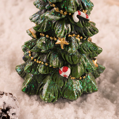 Miniature Decorated Christmas Tree Tabletop Ornament - Holiday Village Display Decoration(green) - Image 3