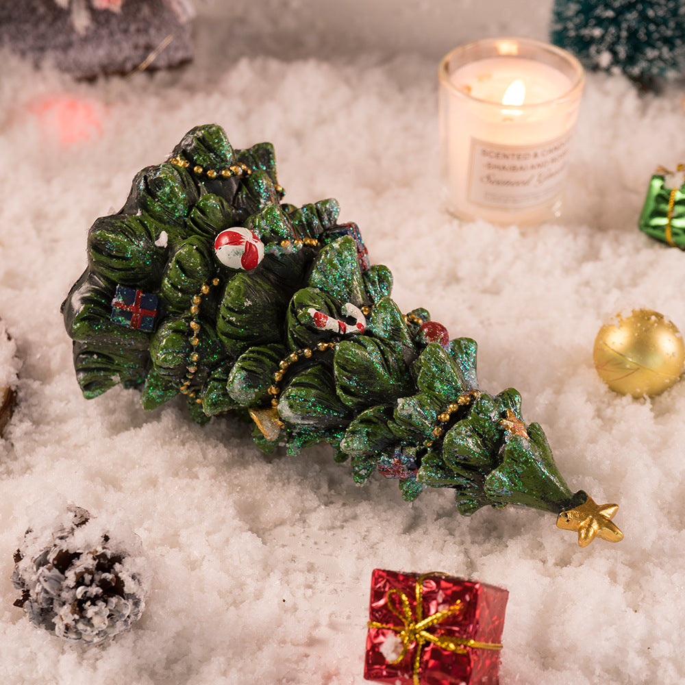 Miniature Decorated Christmas Tree Tabletop Ornament - Holiday Village Display Decoration(green) - Image 4