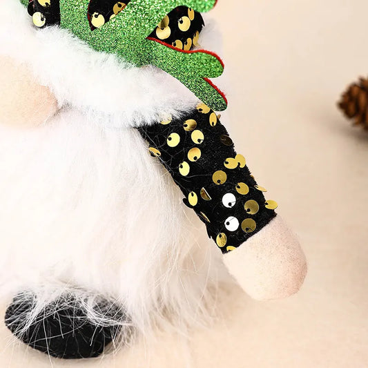 Light-Up Christmas Gnome Plush Doll with Sequin Hat & Antlers - Festive LED Tabletop Decoration(pink) - Image 6