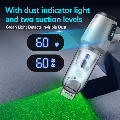2-in-1 Cordless Handheld Vacuum & Air Duster - 12000Pa Suction, 70000 RPM, LED Light, USB-C Rechargeable(Silver) - Image 4