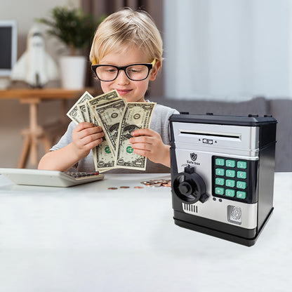 Electronic Piggy Bank Safe Box for Kids - Automatic Bill & Coin Bank with Password Protection, Music & Lights(black) - Image 3