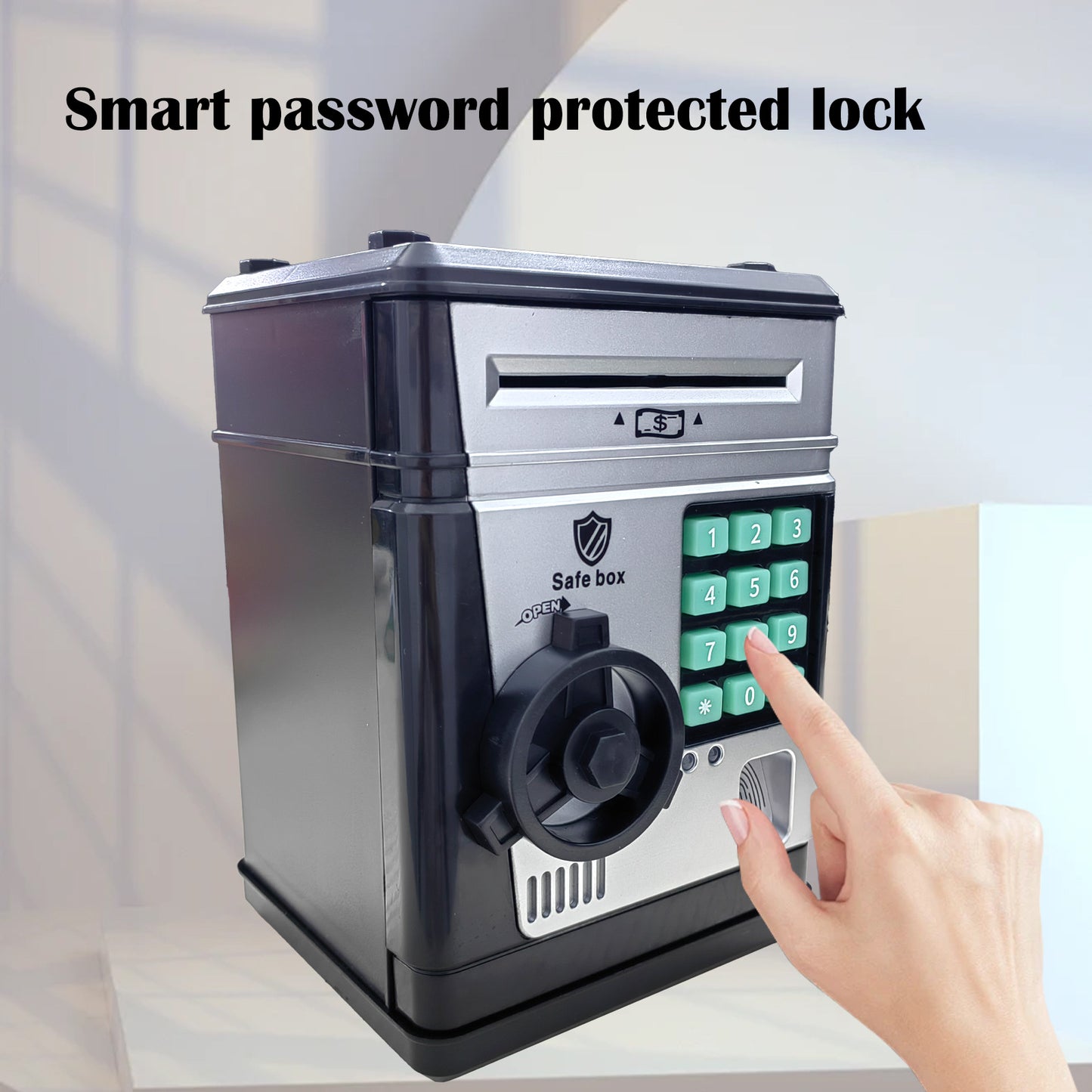 Electronic Piggy Bank Safe Box for Kids - Automatic Bill & Coin Bank with Password Protection, Music & Lights(black) - Image 5