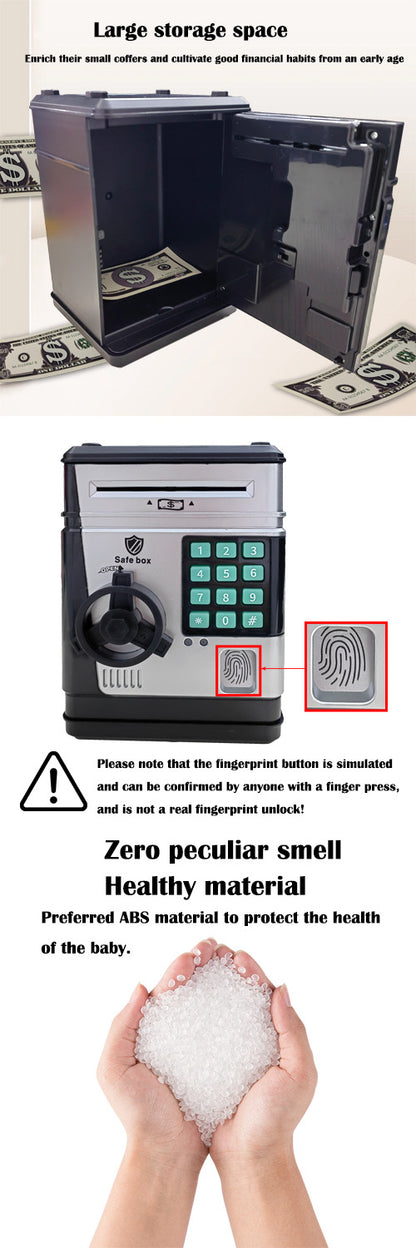 Electronic Piggy Bank Safe Box for Kids - Automatic Bill & Coin Bank with Password Protection, Music & Lights(black) - Image 8