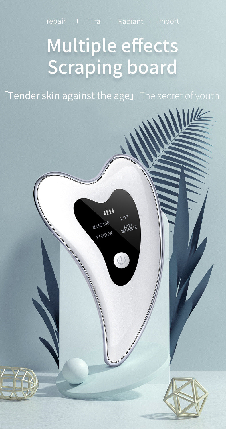 Electric Gua Sha Facial Massager with Heat, Vibration & LED Light Therapy - 4-in-1 Scraping Tool for Face Lifting, Skin Tightening & Anti-Wrinkle(White) - Image 3